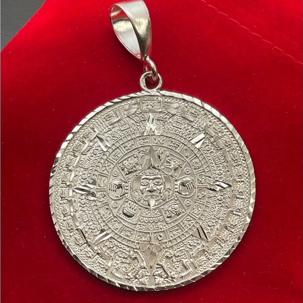 Solid 925 Silver Large Aztec Mayan Mexican Calend… - image 5
